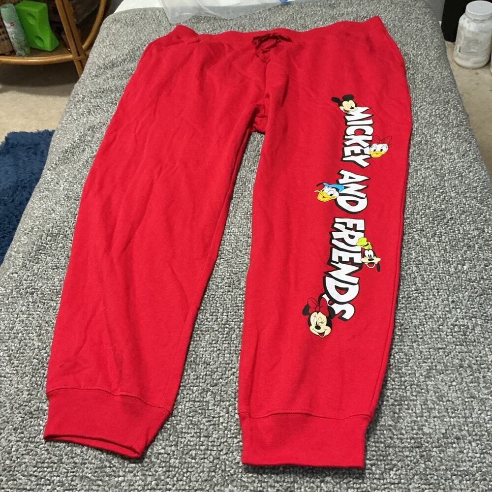 NWT Disney Pants XXL Jr ( 19) Red Mickey Mouse & Friends Pull On Jogger 3912